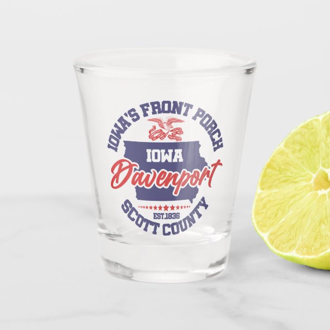 Davenport, Iowa Schnapsglas (Vorderseite)