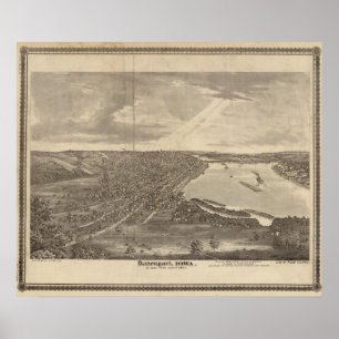 Davenport, Iowa, wie vom Südwesten gesehen Poster