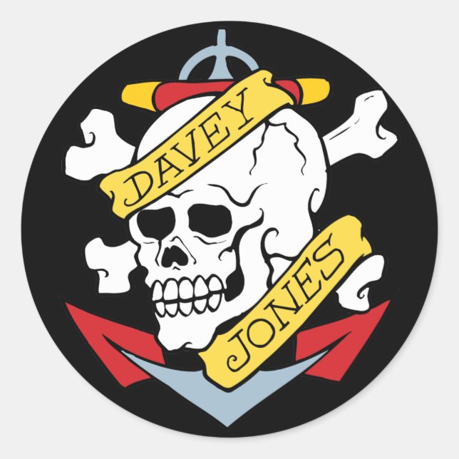 Davey Jones Tattoo Runder Aufkleber (Vorderseite)