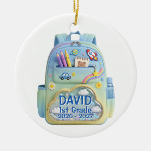 David 1. Klasse 2026-2027 Rucksack-Ornament indivi Keramik Ornament