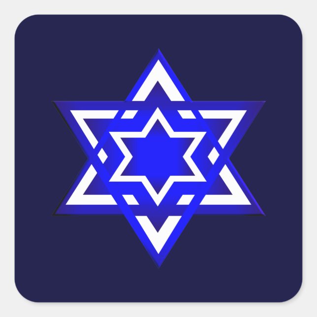 David 3d Star Quadratischer Aufkleber (Vorderseite)