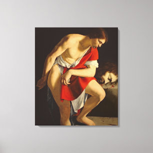 David, der den Kopf von Goliath erwägt Leinwanddruck