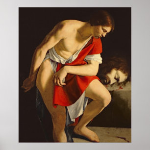 David, der den Kopf von Goliath erwägt Poster