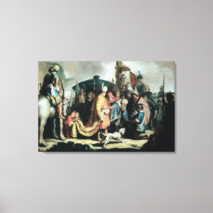 David, der den Kopf von Goliath König Saul Leinwanddruck