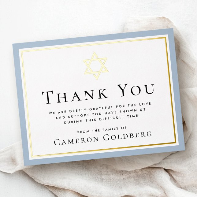 David-Folie blaues Beileid Dankeschön Karte (Star of David foil blue sympathy thank you card)
