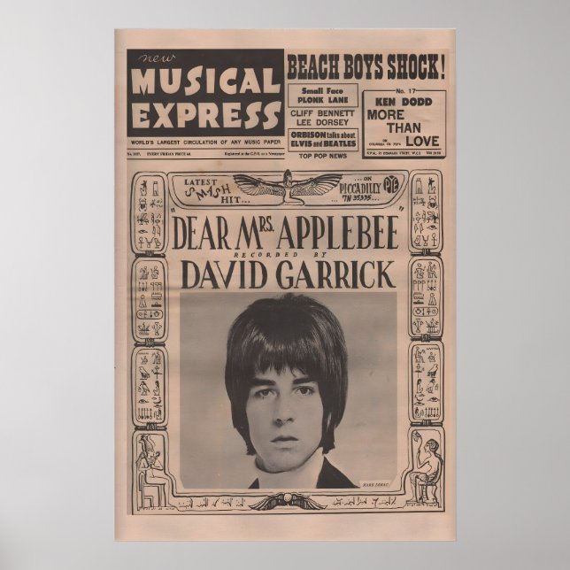 DAVID GARRICK Poster - 1966 Original NME Poster (Vorne)
