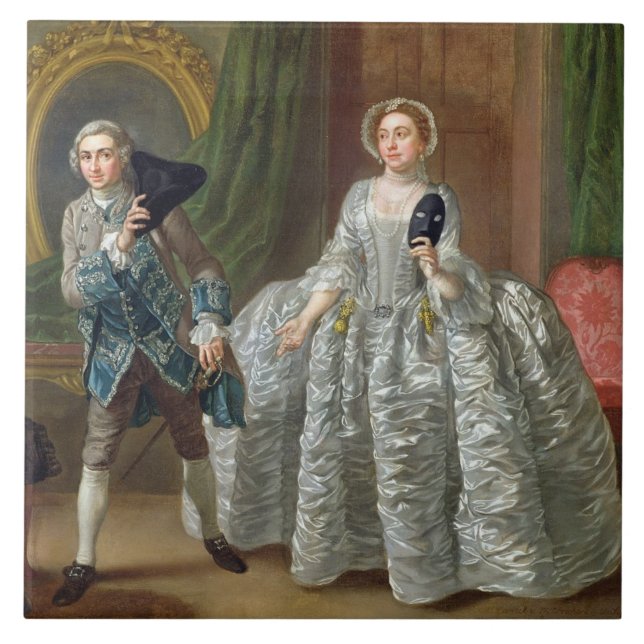David Garrick und Frau Pritchard 'im Fliese (Vorderseite)