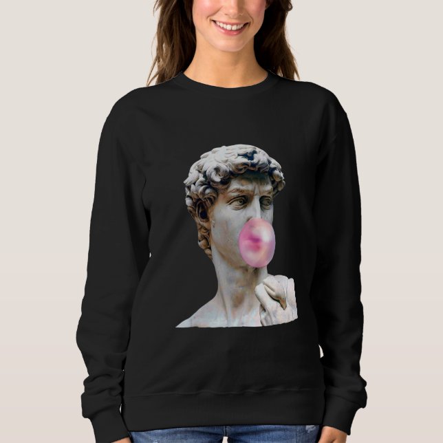 David Michelangelo Chewing Bubble Gum Statue Man W Sweatshirt (Vorderseite)