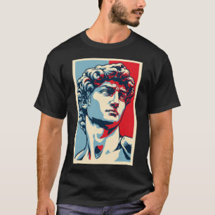 David Michelangelo in Pop Art: Blau-Rot-Porträt T-Shirt