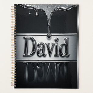 David Name In Flüssigmetall Chrom Planer