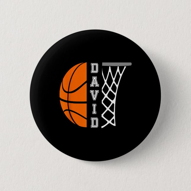 David Name Personalisiert Basketball Player Graphi Button (Vorderseite)