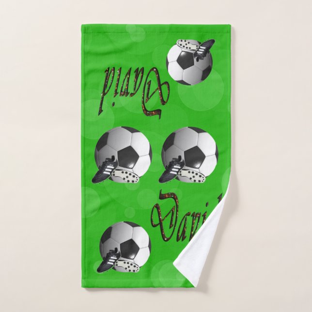 David Name with Soccer Balls Handtuch (Handtuch)