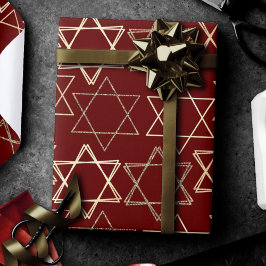 David Pattern | Moderne Gold auf Rot Geschenkpapier