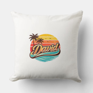 David Retro Sonnenuntergang Tropisches Namensdesig Kissen