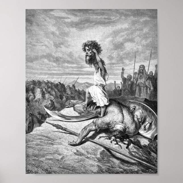 David Slays Goliath von Gustave Dore 1886 Poster (Vorne)