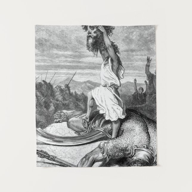 David Slays Goliath von Gustave Dore 1886 Wandteppich (Vorderseite)