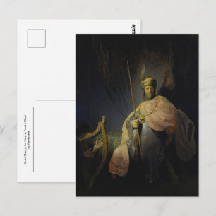 David spielt Harfe vor Saul, Rembrandt Postkarte