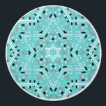 David Star | Abstraktes Schubfach Keramikknauf<br><div class="desc">Dekorative Schublade oder Schrank Drehknopf mit einem abstrakten Star of David Design in den Farben Aqua,  Weiß,  Silber Grau und Schwarz. Ein originelles Design von Susan Silva / 369Mandala.</div>