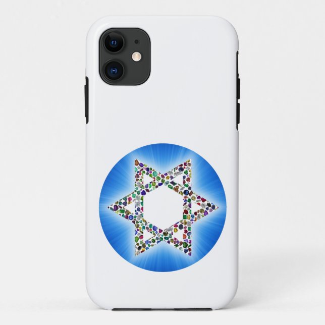 David-Star aus Edelsteinen Case-Mate iPhone Hülle (Rückseite)