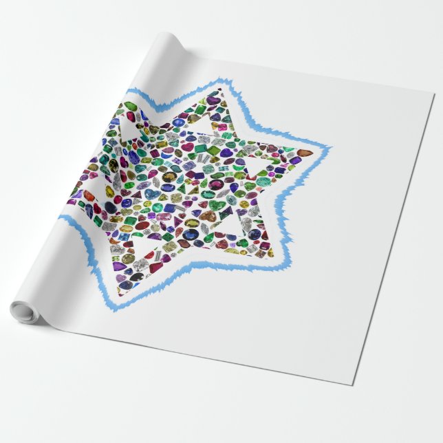 David Star made with Gemstones Geschenkpapier (Ungerollt)