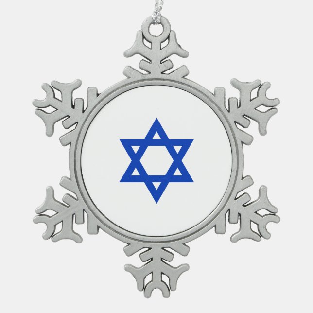David-Star Schneeflocken Zinn-Ornament (Vorderseite)
