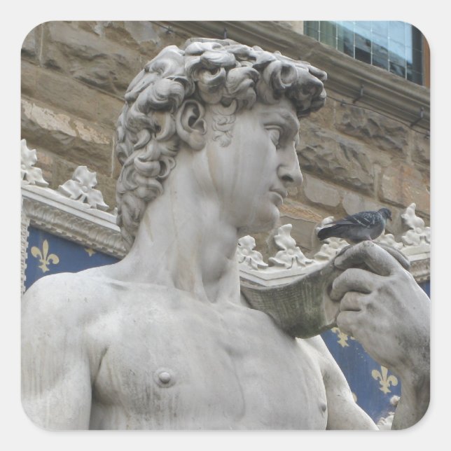 David Statue Michelangelo in Italien Quadratischer Aufkleber (Vorderseite)