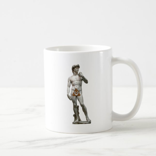 David-Statue mit kacken Kaffeetasse (Rechts)