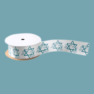 David-Stern, dreiköpfige und gelbe für Hanukkah Satinband