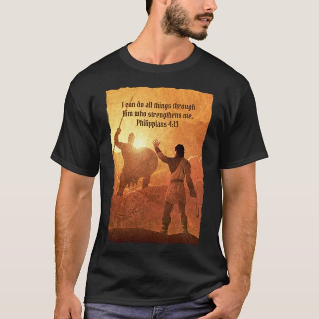 David und Goliath | Bibel Verse Black T-Shirt (Vorderseite)