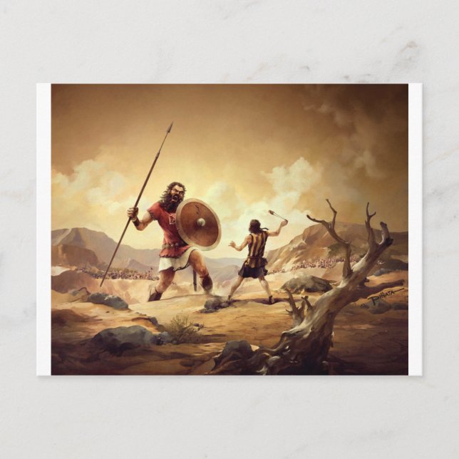 David und Goliath Postkarte (Vorderseite)