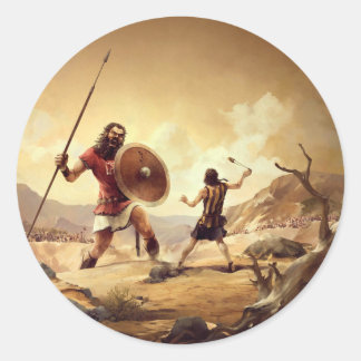 David und Goliath Runder Aufkleber