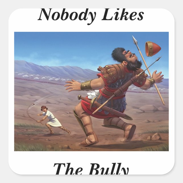 David vs. Goliath Quadratischer Aufkleber (Vorderseite)