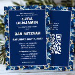David Watercolor Custom QR Bar Bat Mitzvah Star Einladung<br><div class="desc">Perfekte Karte, um eine Fledermausmitzvah, Bar mitzvah oder andere jüdische Feier anzukündigen! Das Sternmuster für Sie auf der Vorder- und Rückseite! Vollständig anpassbar! Klicken Sie auf "Personalisieren" oben, um den Text auf der Vorder- und Rückseite zu bearbeiten und Ihren Link zum QR-Code hinzuzufügen. Klicken Sie auf "Bearbeiten mit dem Design-Tool",...</div>
