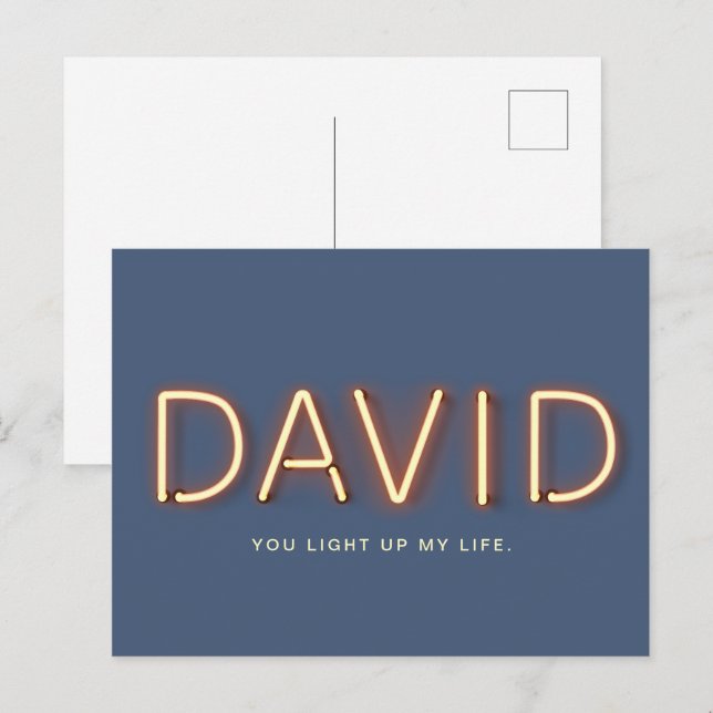 David You Light up My Life Neonlight Postkarte (Vorne/Hinten)