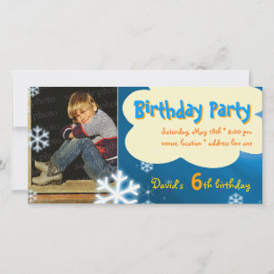 David's Winter Birthday Party Foto Einladung