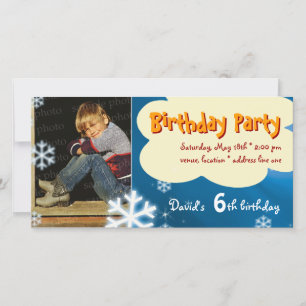 David's Winter Birthday Party Foto Einladung