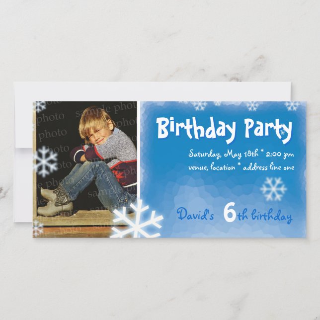 David's Winter Snow Birthday Party Foto (Vorderseite)