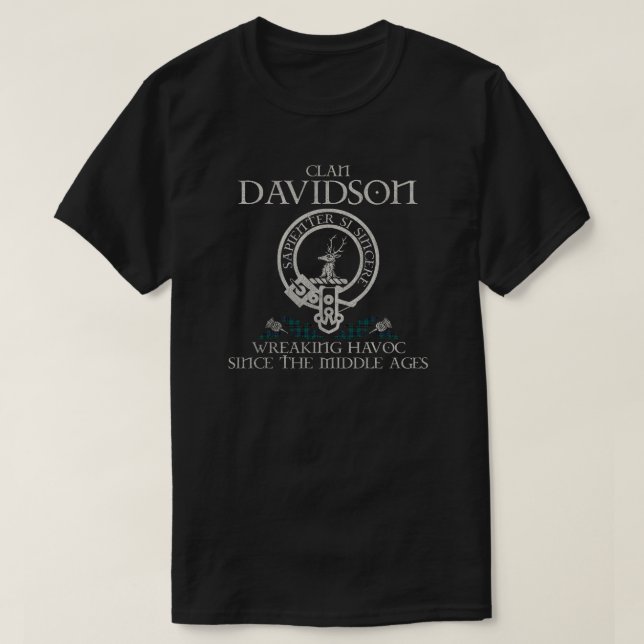 Davidson Clan Wappen Schottischer Nachname Tartan  T-Shirt (Design vorne)