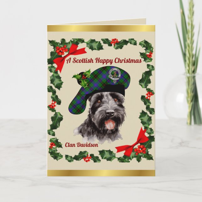 Davidson Scottie Dog Personalized Xmas Karte (Vorderseite)