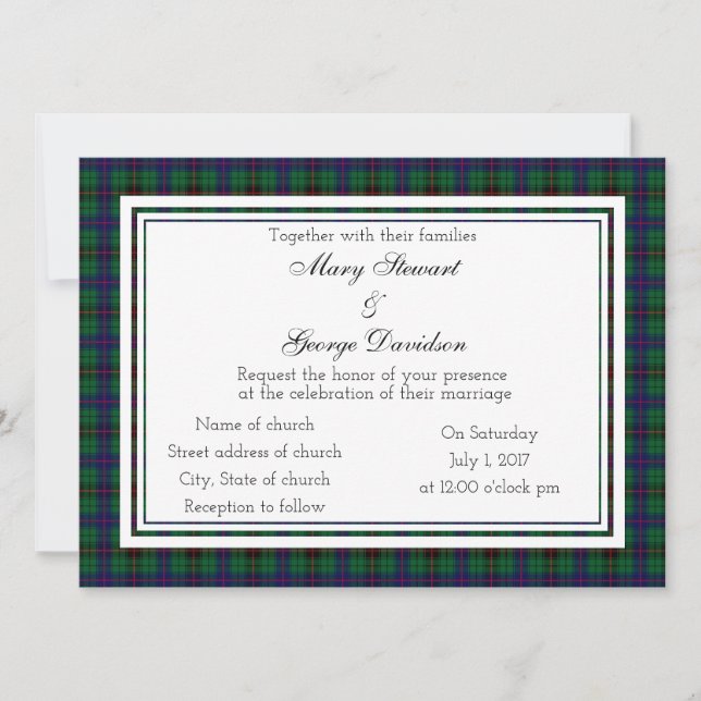 Davidson Scottish Wedding Einladung (Vorderseite)