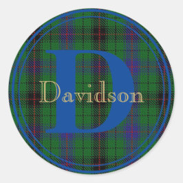Davidson Tartan Blue Monogram Name Siegel Sticker