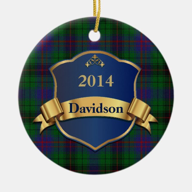 Davidsontartan-karierte kundenspezifische keramik ornament (Vorne)