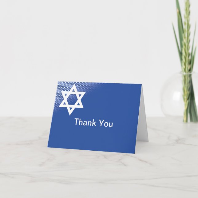 Davidsstern Blaues Bar Mitzvah danken Ihnen zu Dankeskarte (Vorderseite)