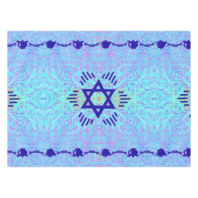 Davidsstern Blaues Veilchen Tischdecke (Vorderseite (Horizontal))