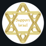 Davidsstern Gold Runder Aufkleber<br><div class="desc">Zeigen Sie Ihren Stolz in Ihrem jüdischen Erbe und in Ihrer Unterstützung von Israel mit diesem stilisierten Davidsstern Goldentwurf. Dieser Entwurf ist addieren Ihre eigene Hintergrundfarbe und ändern den Text völlig kundengerecht.</div>
