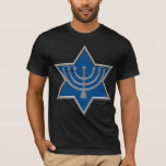 Davidsstern U. Menorah T-Shirt<br><div class="desc">Ein großer Entwurf,  dass Sie Ihren eigenen Text auch addieren können!</div>