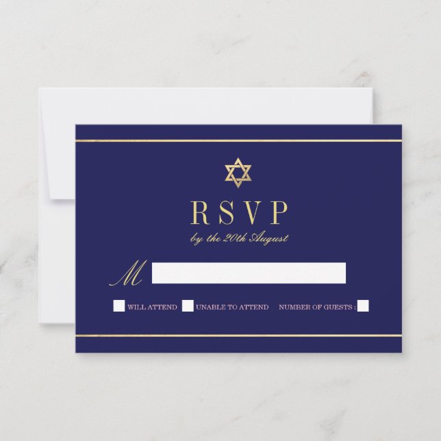 Davidsstern UAWG tief Blau | mit Adresse RSVP Karte (Vorderseite)