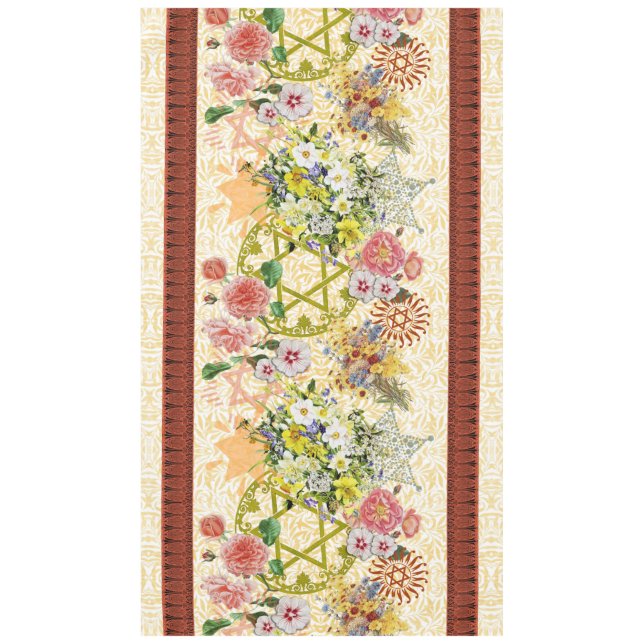 Davidsstern Und Blumen-Tischdecke Tischdecke (Vorderseite)
