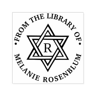 Davidstern #1 Runde Bibliotheksbuch Name Initial Permastempel