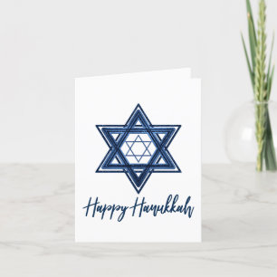 Davidstern Classic Blue Modern Happy Hanukkah Feiertagskarte